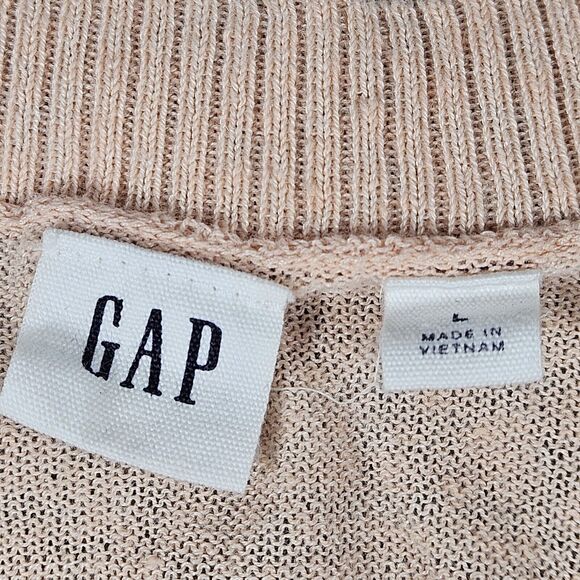 GAP Pullover Sweater pink/peach striped lightweight linen blend Size Large - Picture 5 of 5